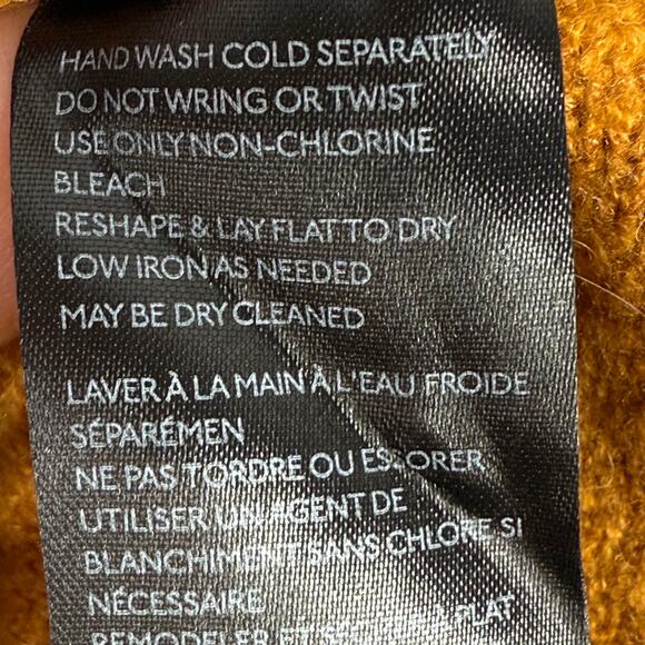 ANTHROPOLOGIE Joy Fringe Hem V-Neck Mustard Maize Soft Jumper Sweater Sz Medium - Picture 9 of 11